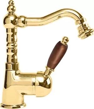 Смеситель CEZARES BSM2-03/24-Nc для биде, донный клапан, золото 24кар/ручка орех