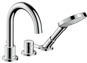 Смеситель Axor 38436000 на край ванны на 3 отверстия, ручной душ, рукоятка-петля