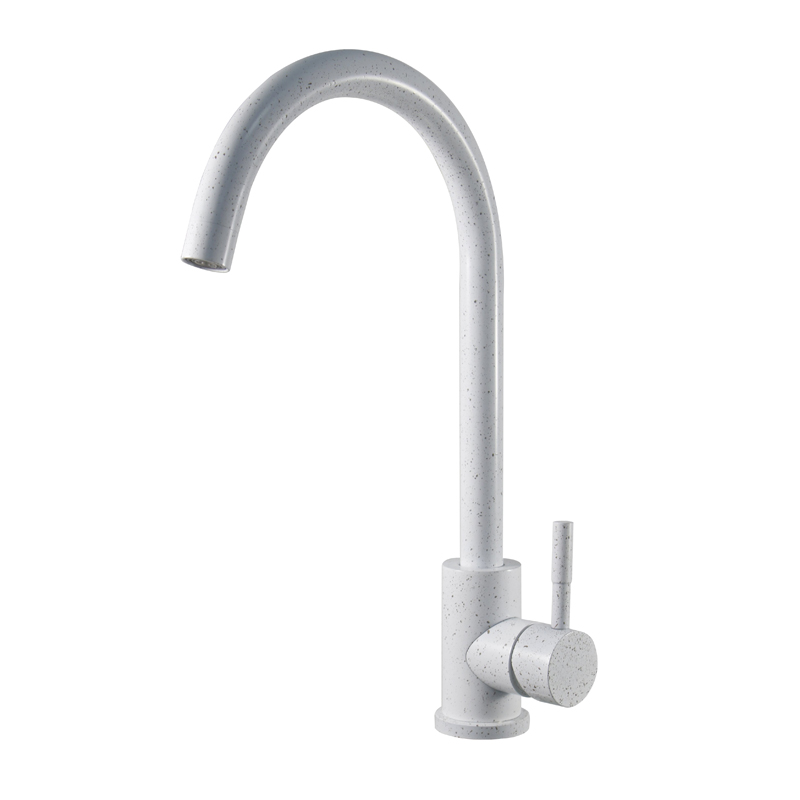 Смеситель для кухни ESKO K45 White однозахватный, высокий поворотный излив, цвет: гранит белый