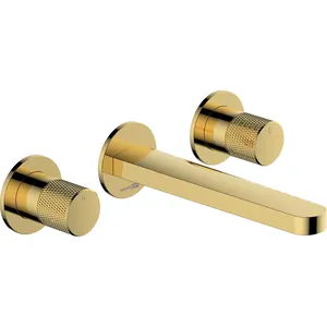 Смеситель WasserKRAFT 7645 для раковины, встраиваемый, двухзахватный, глянцевое золото