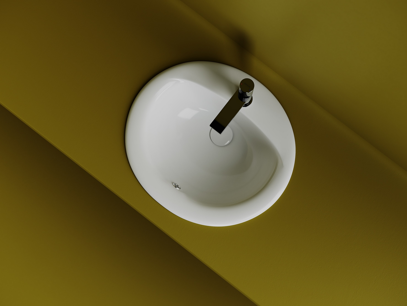 Раковина встраиваемая сверху CERAMICANOVA Sun, овальной формы, с отверстием слива - перелива, 515x455x200 мм, и шаблоном для установки, цвет белый, арт. CN6080