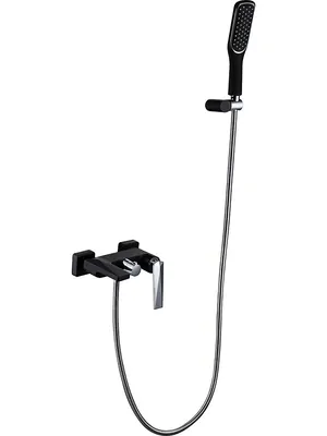 Смеситель Boheme 373-B для ванны/душа, настенный, однозахватный, с ручным душем, черный+хром