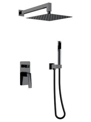 Душевая система Boheme 374-SGM встраиваемая, однозахватная, верхний/ручной душ, графит глянц