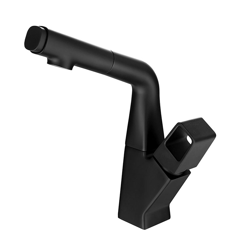 Смеситель для кухни Lemark LM6008BL с вытяжным изливом, черный