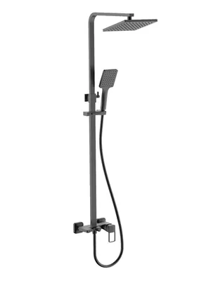 Душевая система IDDIS смеситель для ванны/душа, верхний и ручной душ, черный BILBL1Fi06