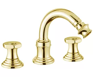 Смеситель CEZARES -BBS2-03/24-Sw для биде на 3 отверстия, двухзахватный, золото/Swarovski