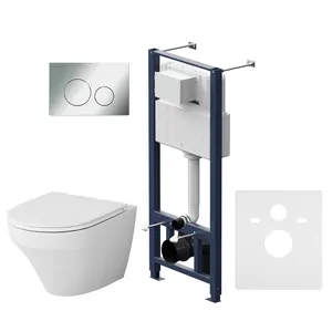 Комплект инсталляции AM.PM клавиша L глянцев.хром + унитаз Inspire FlashClean сиденье микролифт IS49051.501700