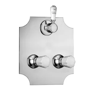 Смеситель для душа встаиваемый Devon&Devon DDMR348CR внешняя часть, на 2 выхода, цвет хром/белый