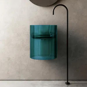 Раковина подвесная ABBER 422x422x500 круглая, бирюзовая AT2704Aquamarin