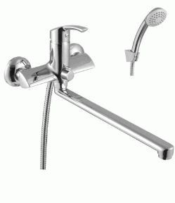 Смеситель для ванны/душа Lemark LM1151C плоский излив 300мм, душ.комплект, хром