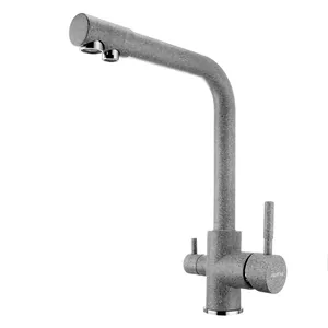 Смеситель AQUATON 1AX004FCXX230 для мойки, с краном для питьевой воды, серый