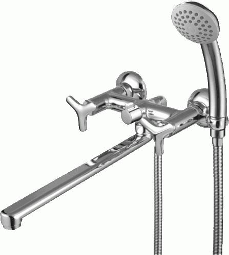 Смеситель для ванны/душа Lemark LM1951C двухзахватный, излив 300мм, душев.комплект, хром