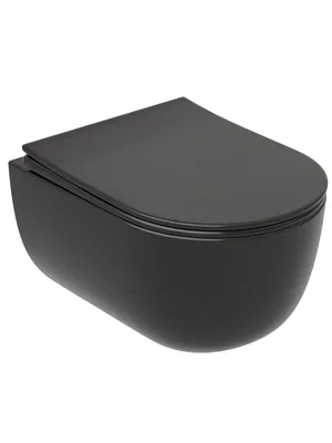 Унитаз подвесной Ceramicanova 490х355х250 безободковый,с сиденьем,черный мат.CN6063MB