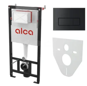 Инсталляция для унитаза ALCAPLAST AM101/1120 4 в 1 с бачком, с клавишей черной матовой M578 AM101/1120-4:1 RU M578-0001