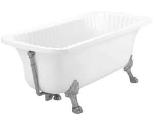 Ванна MIGLIORE 174x83 на 2-х лапах "LEONE" STANDART установка к стене, белая/хром 27002