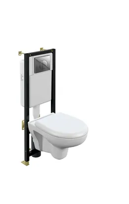 Инсталляция Cersanit BLACK+кнопка LEON+Унитаз Cersanit NATURE+Сиденье микролифт SLIM 64230