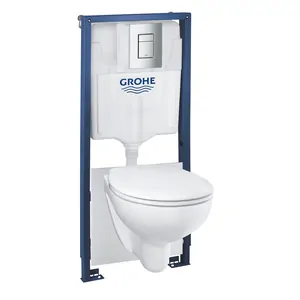 Grohe Solido 5 в 1 Инсталляция с безободковым унитазом+сидение+панель Skate Cosmopolitan 39586000