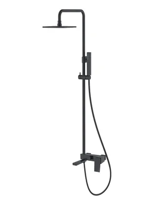 Душевой комплект Boheme 148-BB.2 настенный, однозахватный, верхний/ручной душ, черный