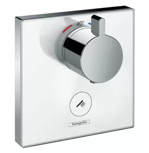 Смеситель Hansgrohe 15735400 термостат, 1 потребитель, наруж.часть, стекло, белый/хром