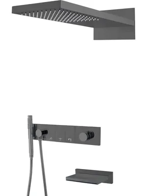 Душевая система Boheme 132-2-SGM встраиваемая, излив, верхний/ручной душ, графит глянц