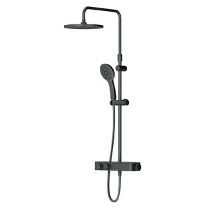 Душевая система AM.PM F0750A422 с термостатом, верхним/ручным душем, черный матовый