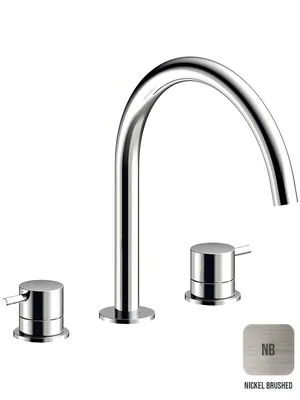 Смеситель для раковины Almar двухзахватный, на 3 отверстия, без д/к, высота 261мм, без д/к, цвет никель брашированный E214004.NB