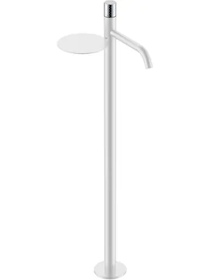 Смеситель Boheme 120-WCR для раковины, напольный, однозахватный, ручка diamond, белый+хром