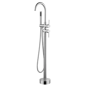 Смеситель Swedbe для ванны напольный, ручной душ с отдельной регулировкой, шланг, хром 4004