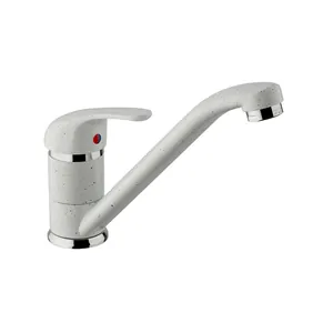 Смеситель для кухни Paini 136 мм. однозахватный, поворотный излив, белый с вкрапл. 6990573Z1KM