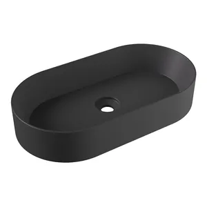 Раковина накладная Alice 660х360х120 Aliglaze+, без отверстия под смес., черный мат. 34240108