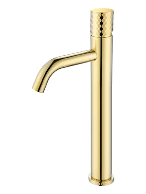 Смеситель Boheme 122-GG для раковины, на 1 отверстие, однозахв, ручка diamond, золото