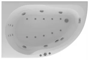 Ванна акриловая Акватек левая 150х100 гидромассаж премиум гамма,пн управл,фр.панель,карк,слив