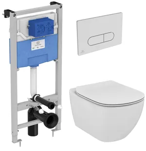 Инсталляция Ideal Standard ProSys, клавиша хром + Унитаз AquaBlade + Сиденье микролифт тонкое R030501