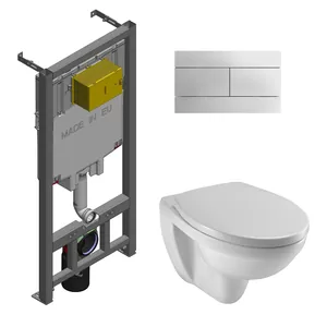 Инсталляция Jacob Delafon кнопка хром + Унитаз с сиденьем микролифт E21734RU-00