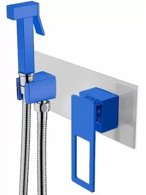 Смеситель Boheme 147-CRUW встраиваемый, с гигиеническим душем, однозахватный, хром+синий