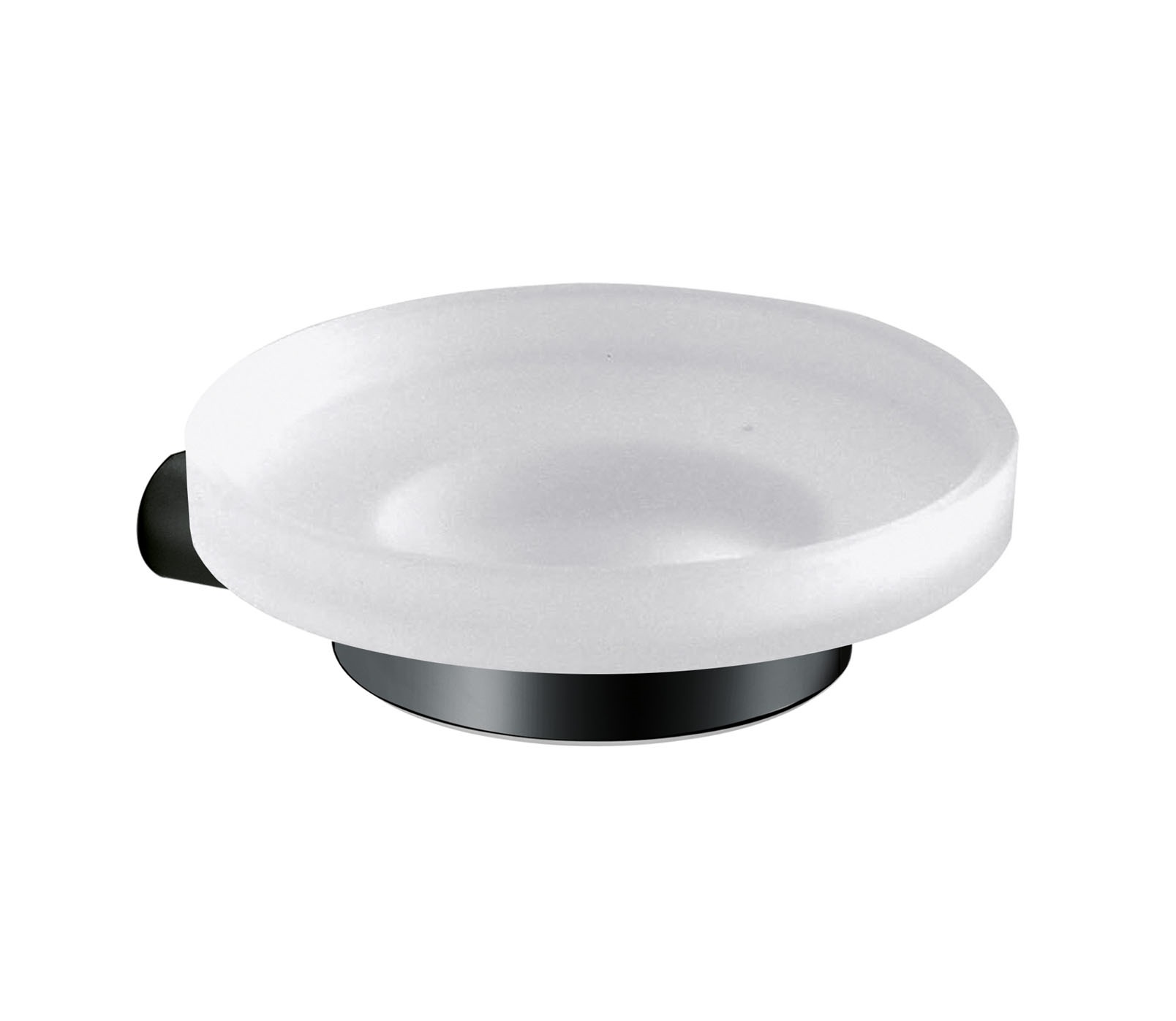 Мыльница INDA MITO A2010NNE с чашкой R46110 , настенная, цвет держателя черный матовый, чашка матовое стекло