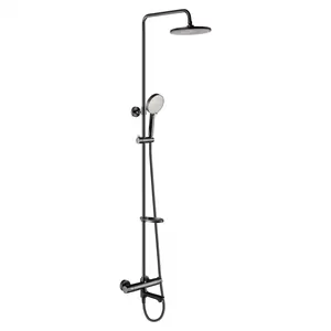 Душевая система Swedbe Hermes смеситель термостат, верхний/ручн. душ, мыльница, черный мат. 5116B