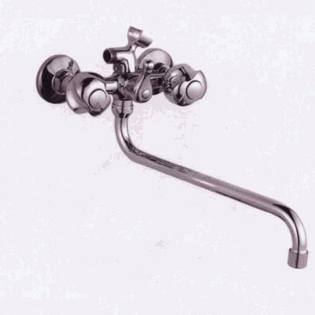 Смеситель Ledeme Н26 настенный, для ванны и душа, двухзахватный, с душевой лейкой, хром L2126