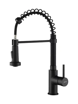 Смеситель для кухни Aquatek AQ1387MB однозахватный, профессиональный излив 159мм, черный мат