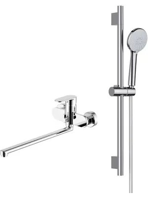 Сет Aquatek 2в1 AQ1833CR Смеситель для ванны AQ1842CR+Душевой гарнитур AQ2017CR, цвет: хром