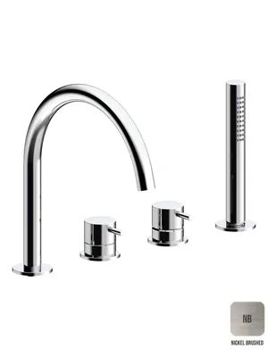 Смеситель на борт ванны Almar на 4 отверстия, с ручным душем, цвет никель брашированный E214006.NB