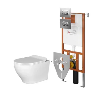 Комплект: Инсталляция Artceram с клавишей хром+Унитаз Ten подвесной безободковый+сиденье микролифт