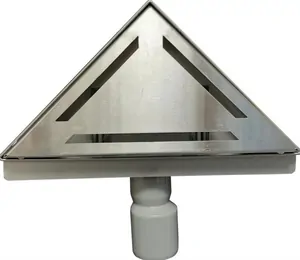 Душевой лоток треугольный 200мм, из нержавеющей стали с решеткой, FT.200.001