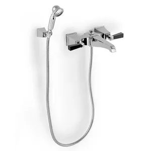 Смеситель для ванны Devon&Devon Vip Time 3VPTIME234CRNE настенный, ручная лейка, шланг, хром/черный