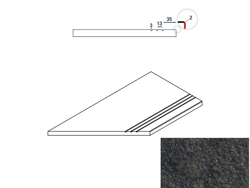 Room X2 Border Black Left Grip 60X30 антислип фактурная структурированная