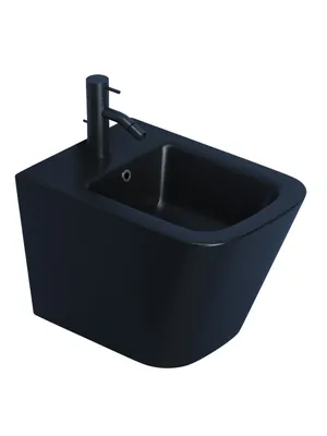 Биде подвесное Ceramicanova 345х485х330мм отв. под смеситель, крепеж, без д/к, черный CN4010MB