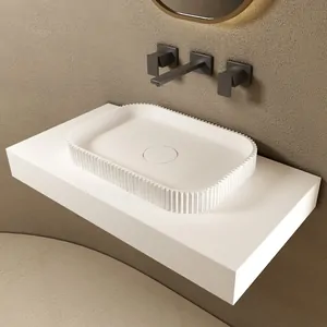 Раковина накладная ABBER 500x350x60 прямоугольная, искусс.кам., белая AS2602