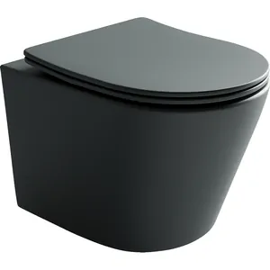 Унитаз подвесной Ceramicanova 490х365х360 без ободка,сиденье м/л, темн.антрацит CN6000MDH