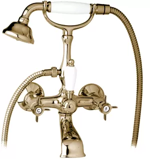 Смеситель CEZARES -VD-02-Bi для ванны, двухзахватный, ручной душ, бронза/ручки белые