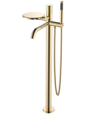Смеситель Boheme 129-GG для ванны/душа, напольный, с ручным душем, ручка:diamond, золото